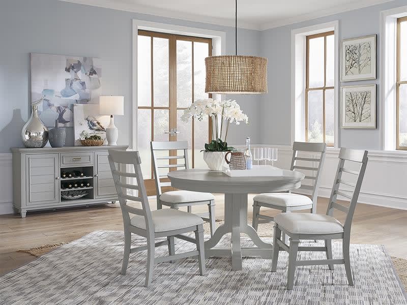 Charleston 5 Piece Round Dining Room Set in Harbor Gray Finish by Magnussen - MAG-D5611-22GY-62GY