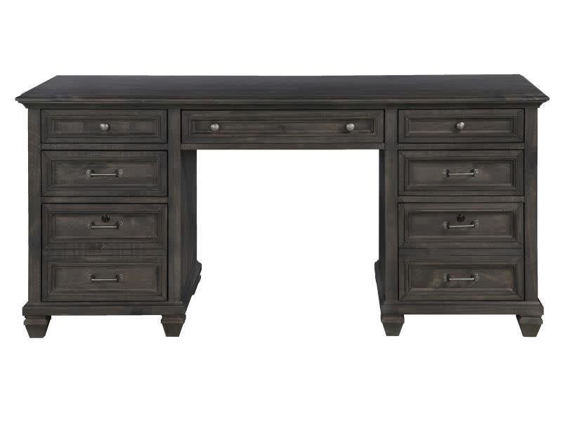 Sutton Place Home Office Executive Desk in Weathered Charcoal Finish by Magnussen - MAG-H3612-02
