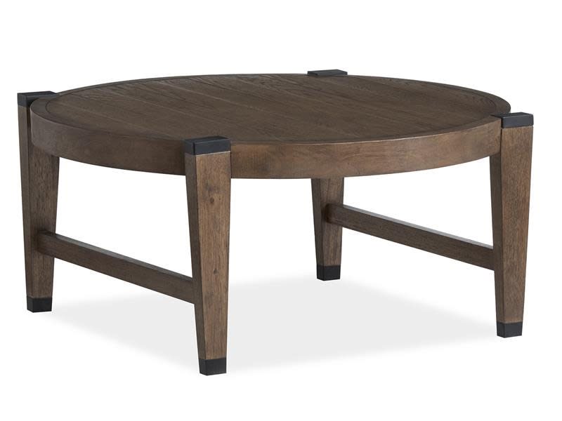 Kaysen 3 Piece Round Cocktail Table Set in Wallaby/Matte Black Finish by Magnussen - MAG-T5817-45-05