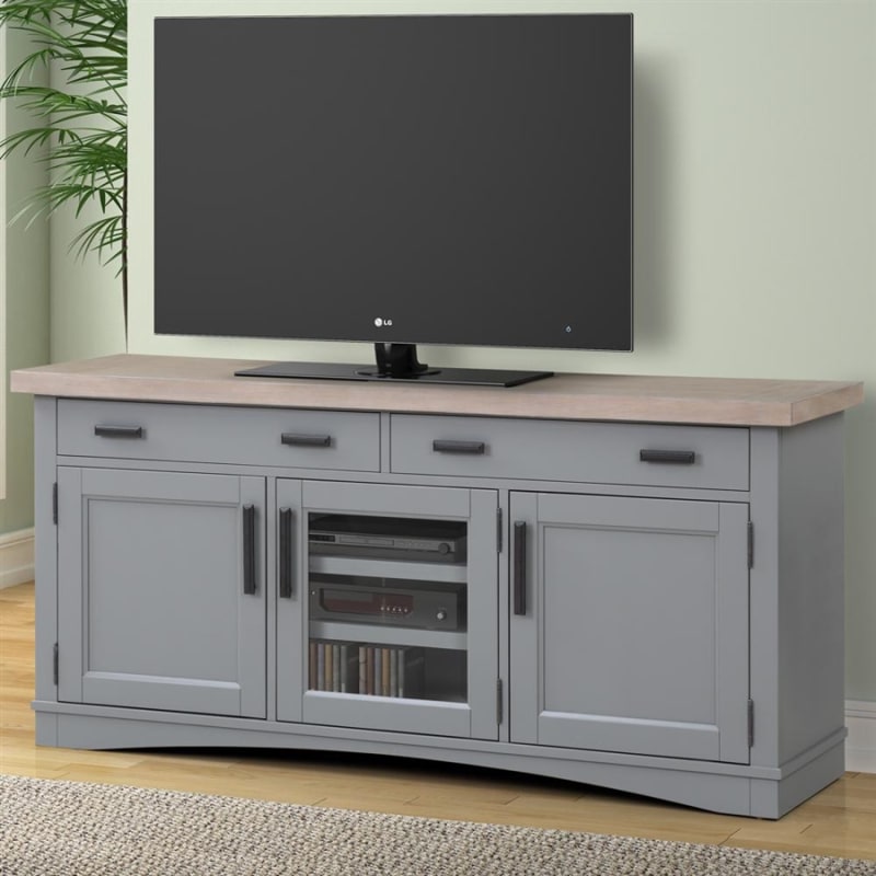 Americana Modern 63 Inch TV Console with Power Center in Dove Finish by Parker House - AME#63-DOV