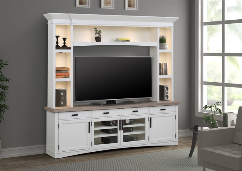 Americana Entertainment Center with LED Lights in Cotton Finish by Parker House - AME#92-3-COT