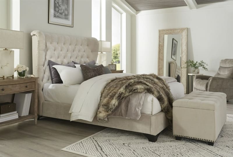Chloe Meringue Natural Fabric Upholstered Bed by Parker House - BCHL-8000-2-MER