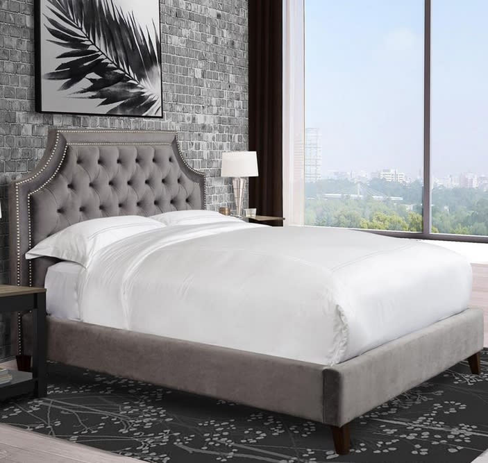 Jasmine Flannel Grey Fabric Upholstered Bed by Parker House - BJAS-8000-2-FLN