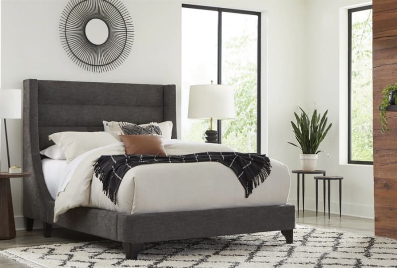 Jacob Luxe Dark Grey Upholstered Bed by Parker House - BJCB-8000-2-LDG