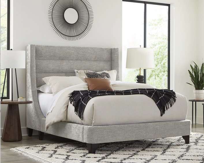 Jacob Luxe Light Grey Upholstered Bed by Parker House - BJCB-8000-2-LLG