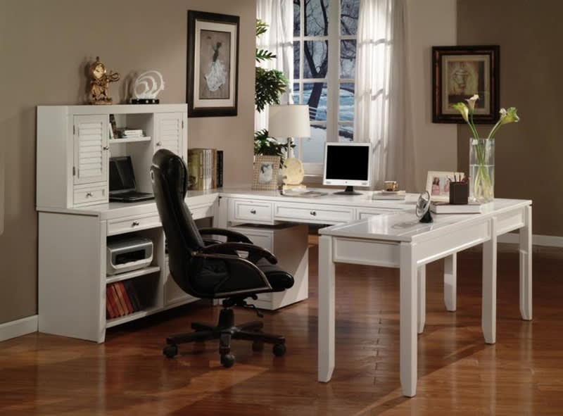 Boca 6 Piece Home Office Set in Cottage White Finish by Parker House - BOC-347C-6