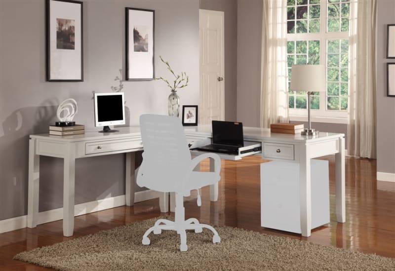 Boca L Shape Desk in Cottage White Finish by Parker House - PH-BOC-3PC-LDESK