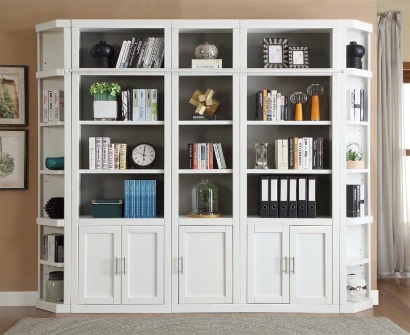 Catalina 5 Piece Library Wall in Cottage White Finish by Parker House - PH-CAT-5PC-LIB-WALL