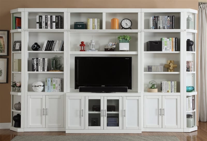 Catalina 6 Piece Large Entertainment Wall in Cottage White Finish by Parker House - PH-CAT-6PC-ENT-LG-WALL