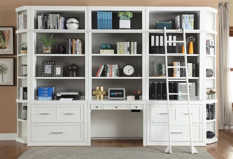 Catalina 9 Piece Workspace Library Wall in Cottage White Finish by Parker House - PH-CAT-9PC-LIB-F-WALL