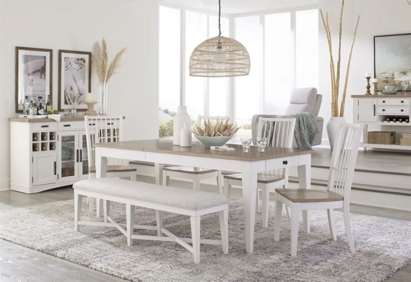 Americana Modern Rectangular Table 6 Piece Dining Set in Cotton and Oak Finish by Parker House - DAME-60RECT-COT-6S