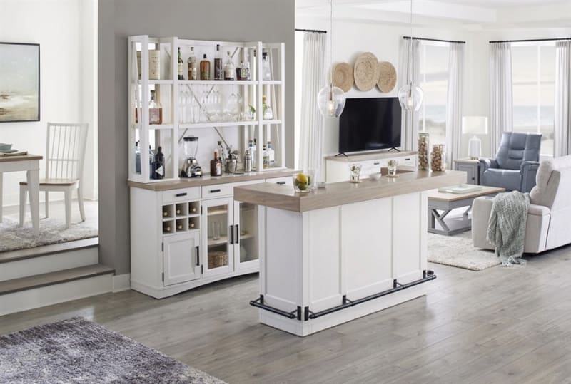 Americana Modern 78 Inch Quartz Bar Table in Cotton and Oak Finish by Parker House - DAME-78BAR-2-COT