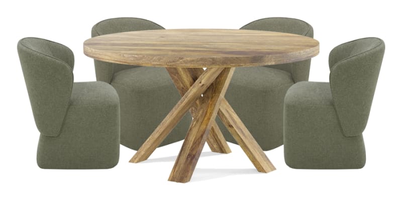 Crossings 60 inch Downtown Table 5 Piece Round Dining Set in Amber Finish by Parker House - PH-DDOW-5PC-60RND-DBGO-QMSG