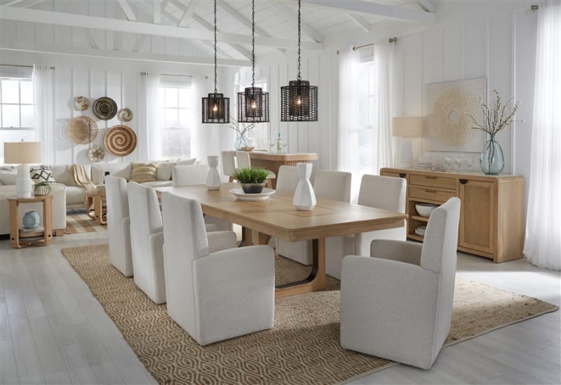Escape Rectangular Table 10 Piece Dining Set in Glazed Natural Oak Black Metal Trim Finish by Parker House - PH-DESC-10PC-84REC-72-2618