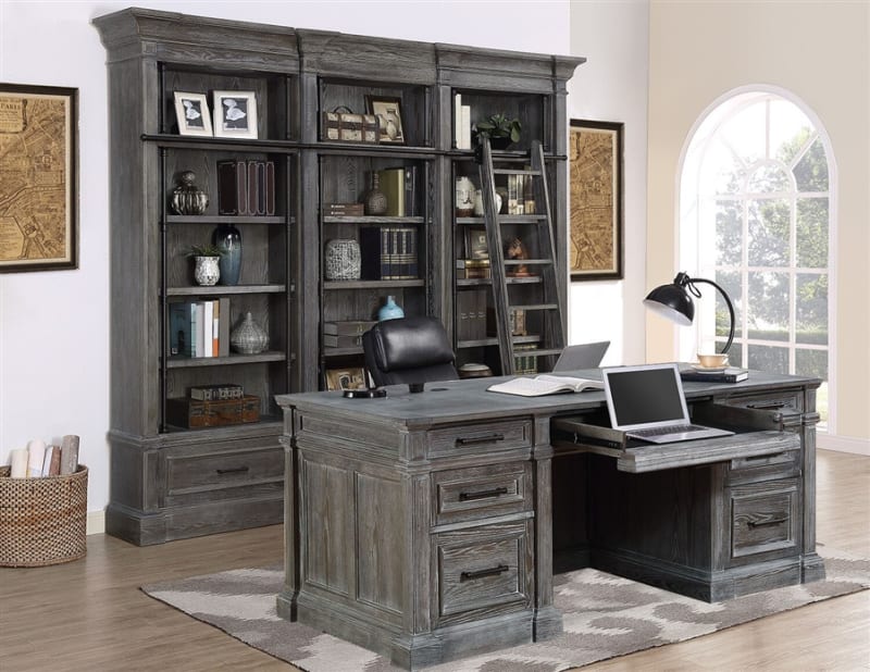 Gramercy Park 4 Piece Home Office Set in Vintage Burnished Smoke Finish by Parker House - GRAM-4