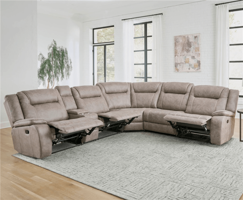 Blake 6 Pieced Manual Reclining Sectional in Desert Taupe Fabric by Parker House - MBLA-PACKA-DTAU