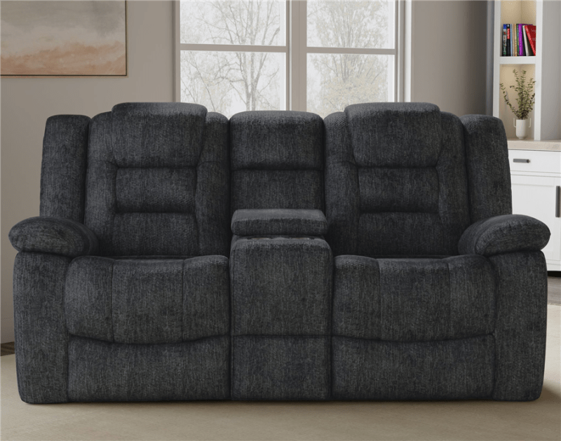 Bolton Manual Glider Console Loveseat in Misty Storm Fabric by Parker House - MBOL#822CG-MISS