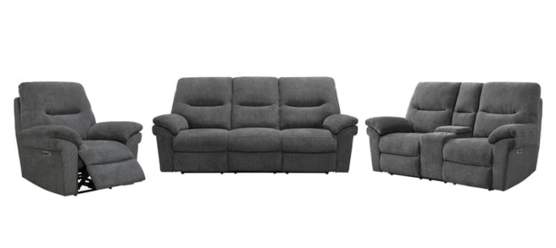Bryant 2 Piece Power Reclining Sofa Set in Ruffles Coal Fabric by Parker House - MBRY-SET-RFC