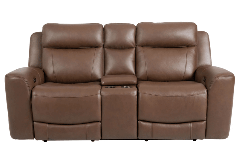 Calgary Power Headrest Power Reclining Console Loveseat in Autumn Umber Leather by Parker House - MCGR#822CPH-ATUB