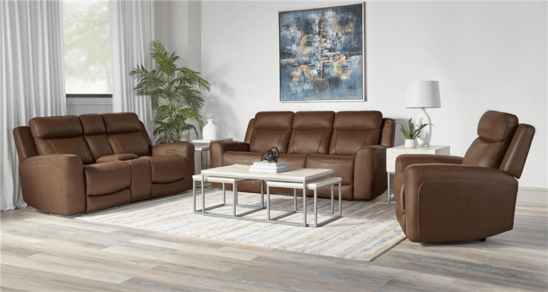 Calgary Power Headrest Power Reclining 2 Piece Living Room Set in Autumn Umber Leather by Parker House - MCGR-SET-ATUB