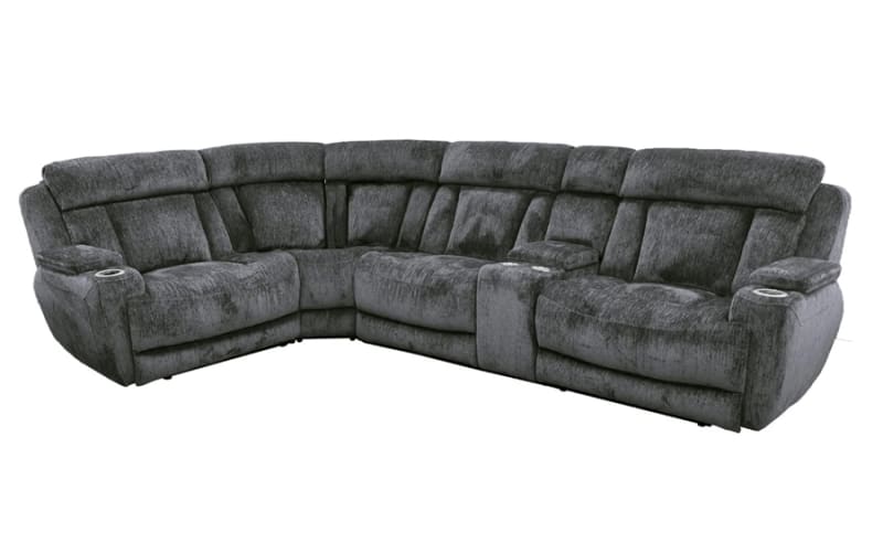 Dalton 5 Piece Power Reclining Sectional in Lucky Charcoal Fabric by Parker House - MDAL-LCH-05
