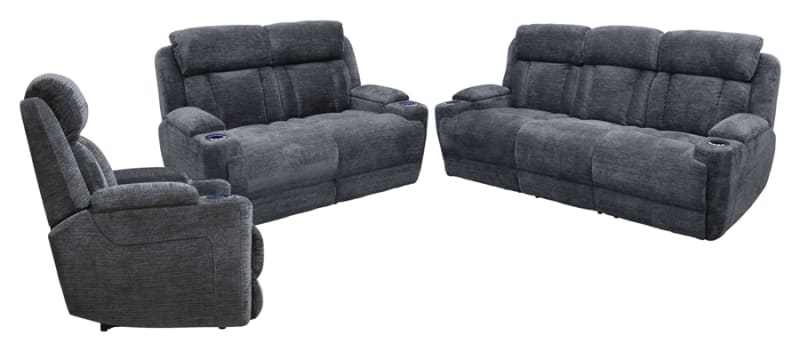 Dalton 2 Piece Power Reclining Sofa Set in Lucky Charcoal Fabric by Parker House - MDAL-SET-LCH