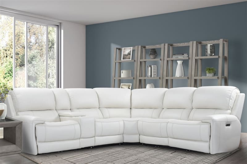 Empire 6 Piece Power Sectional in Verona Ivory Leather by Parker House - MEMP-PACKA(H)-VIV