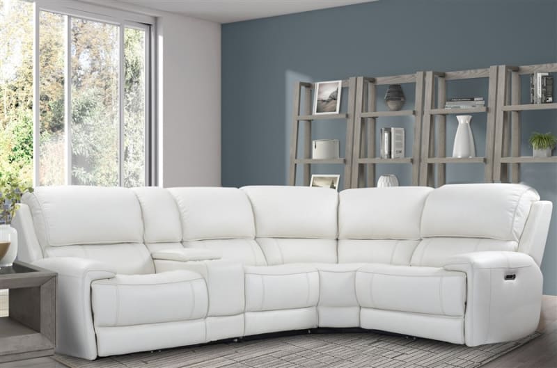 Empire 5 Piece Power Sectional in Verona Ivory Leather by Parker House - MEMP-5-VIV