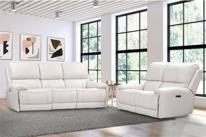 Empire 2 Piece Power Reclining Set in Verona Ivory Leather by Parker House - MEMP-832PH-VIV-SET