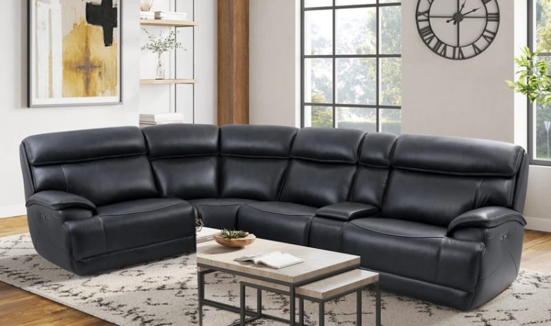 Forum 5 Piece Power Reclining Sectional in Blueberry Leather by Parker House - MFOR-05-BB