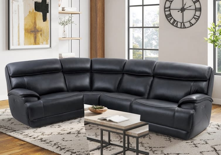Forum 4 Piece Power Reclining Sectional in Blueberry Leather by Parker House - MFOR-4-BB