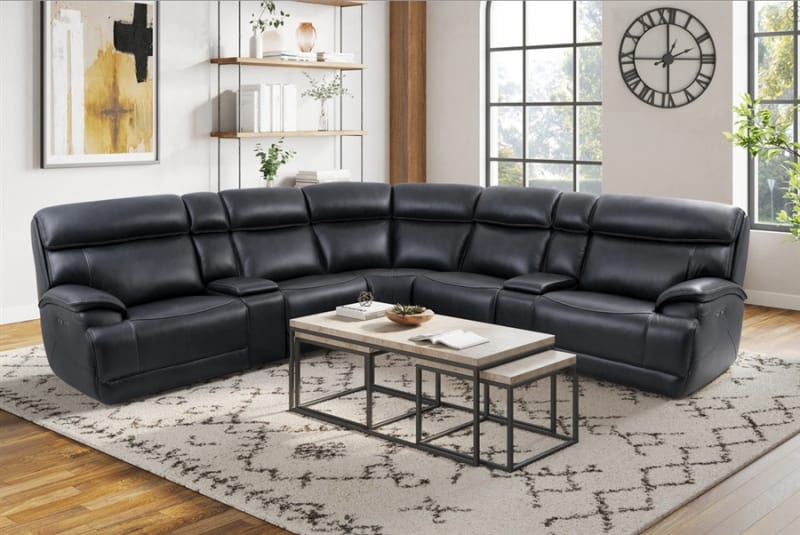 Forum 7 Piece Power Reclining Sectional in Blueberry Leather by Parker House - MFOR-7-BB