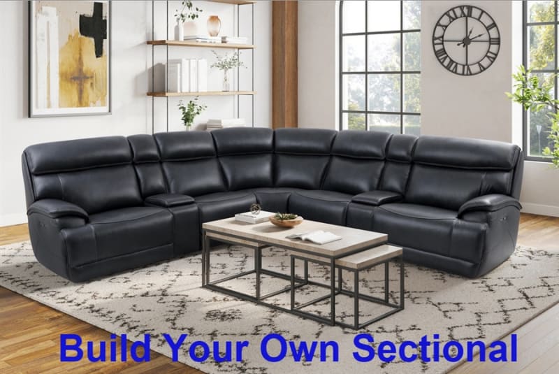Forum BUILD YOUR OWN Power Reclining Sectional in Blueberry Leather by Parker House - MFOR-BYO-BB