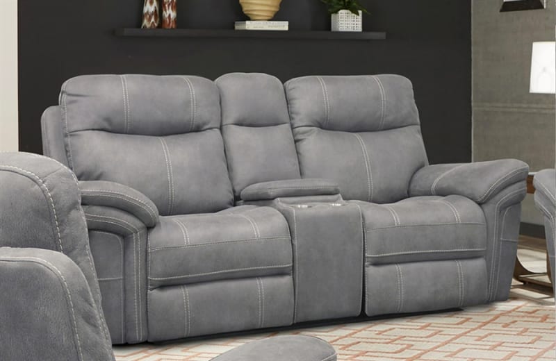 Mason Power Reclining Console Loveseat with Power Headrests and USB Port in Carbon Fabric by Parker House - MMA#822CPH-CRB
