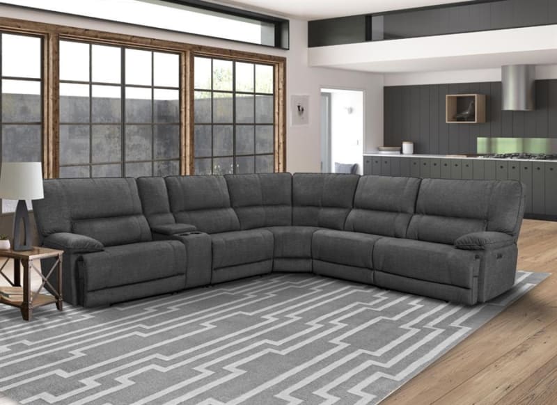 Marathon 6 Piece Power Sectional with Power Headrests and USB Ports in Titanium Fabric by Parker House - MMAR-PACKA(H)-TIT