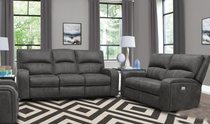 Polaris 2 Piece Power Reclining Set with Power Headrests and USB Ports in Slate Fabric by Parker House - MPOL-832PH-SLA-SET