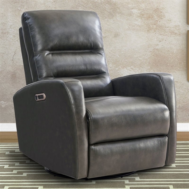 Ringo Power Swivel Glider Recliner in Florence Grey Leather by Parker House - MRIN#812GSPH-FGR