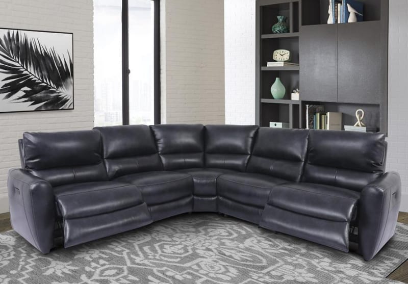 Samson 5 Piece Sectional with Power Headrests and USB Ports in Banner Navy Fabric by Parker House - MSAM-05