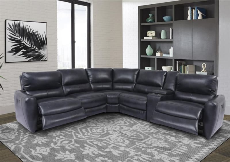 Samson 6 Piece Sectional with Power Headrests and USB Ports in Banner Navy Fabric by Parker House - MSAM-PACKA(H)-BAN