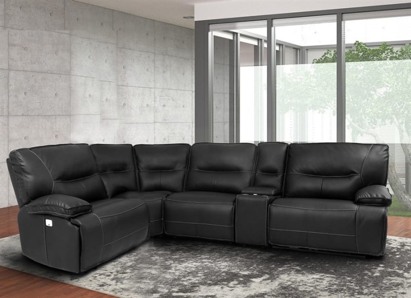 Spartacus 5 Piece Power Reclining Sectional with Power Headrests and USB Ports in Black Fabric by Parker House - MSPA-BLC-05