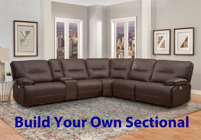 Spartacus BUILD YOUR OWN Sectional with Power Headrests and USB Ports in Chocolate Fabric by Parker House - MSPA-BYO-CHO