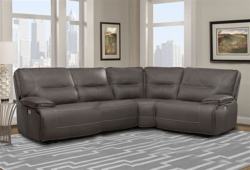 Spartacus 4 Piece Power Reclining Sectional with Power Headrests and USB Ports in Haze Fabric by Parker House - MSPA-HAZ-4