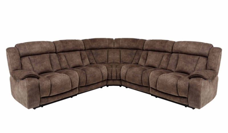 Titus 5 Piece Power Reclining Sectional in Hudson Brown Fabric by Parker House - MTIT-HBR-5