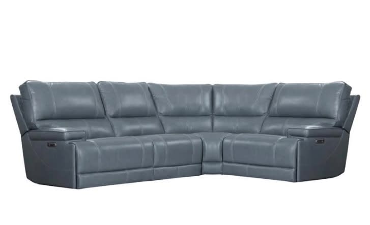 Whitman 4 Piece Power Cordless Sectional with Power Headrests and USB Ports in Verona Azure Leather by Parker House - MWHI-4-VAZ