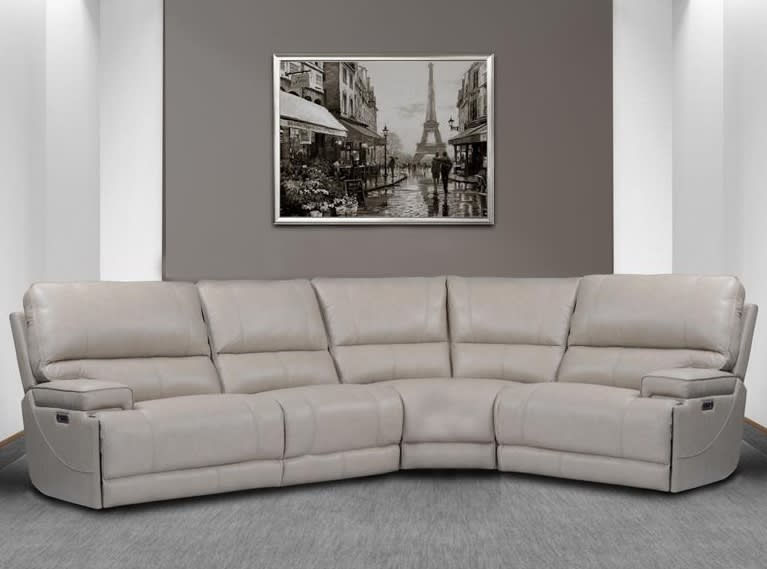 Whitman 4 Piece Power Cordless Sectional with Power Headrests and USB Ports in Verona Linen Leather by Parker House - MWHI-4-VLI