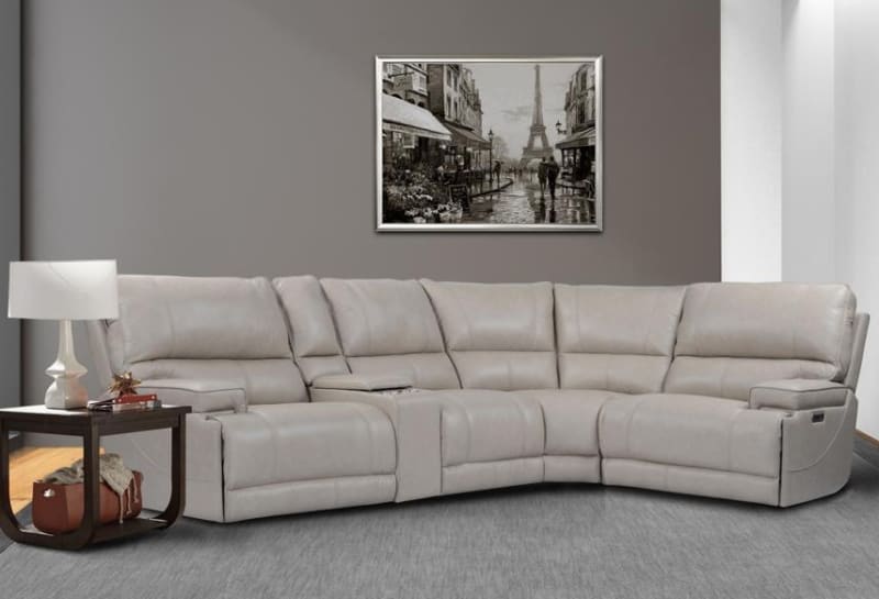 Whitman 5 Piece Power Cordless Sectional with Power Headrests and USB Ports in Verona Linen Leather by Parker House - MWHI-5-VLI