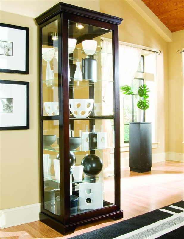 PFC 2-way Sliding Door Curio Chocolate Cherry II Display Cabinets by Pulaski - PUL-20994