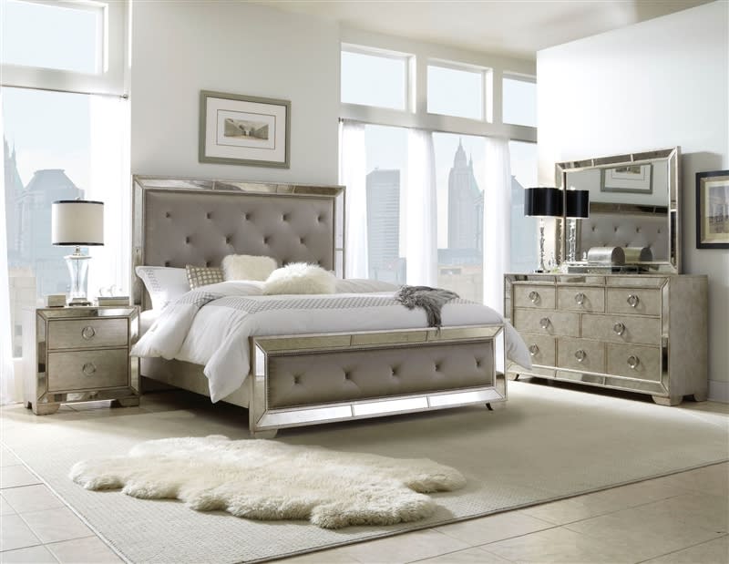 Farrah Silver Metallic Finish 6 Piece Bedroom Set by Pulaski - PUL