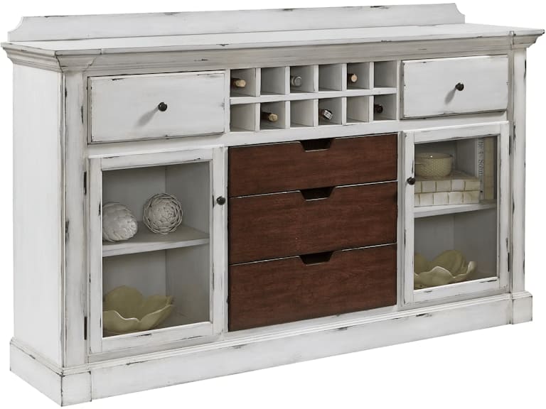 Accents April Distressed Sideboard w/ Storage and USB in White Finish by Pulaski - PUL-P021733