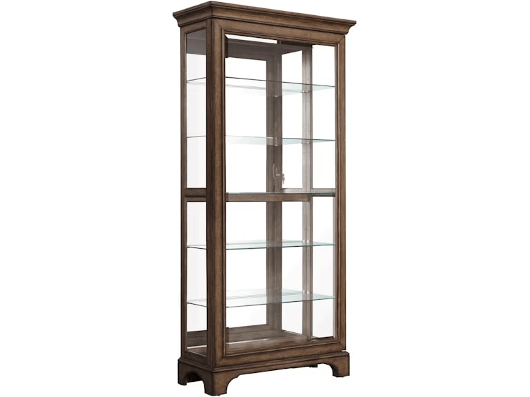 Accents Sliding Door Curio w/ Glass Shelves in Medium Wood Finish by Pulaski - PUL-P021768